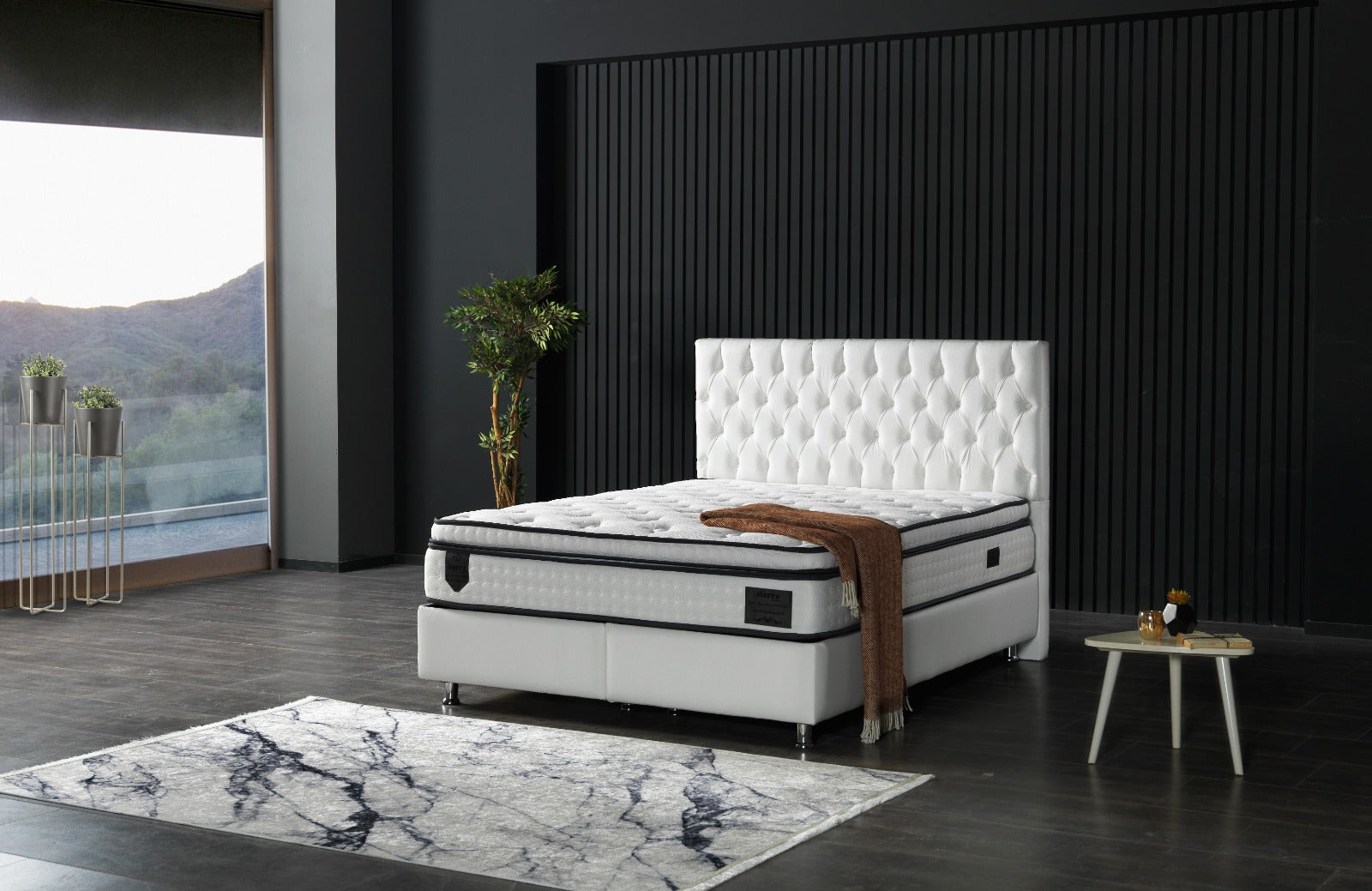 Nevada White Storage Bed With Headboard