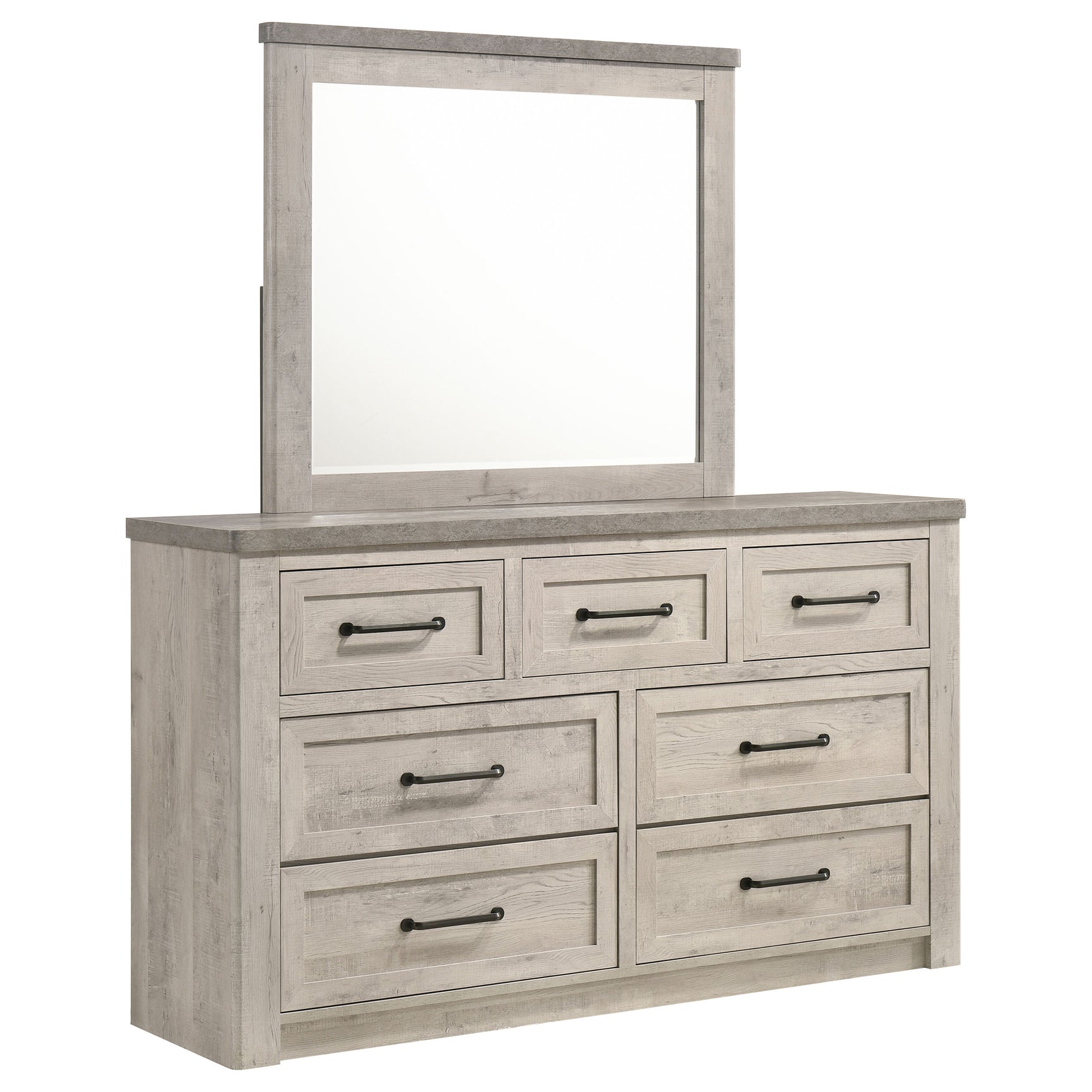 Nevado Grey / Weathered Taupe Dresser With Mirror - Ornate Home