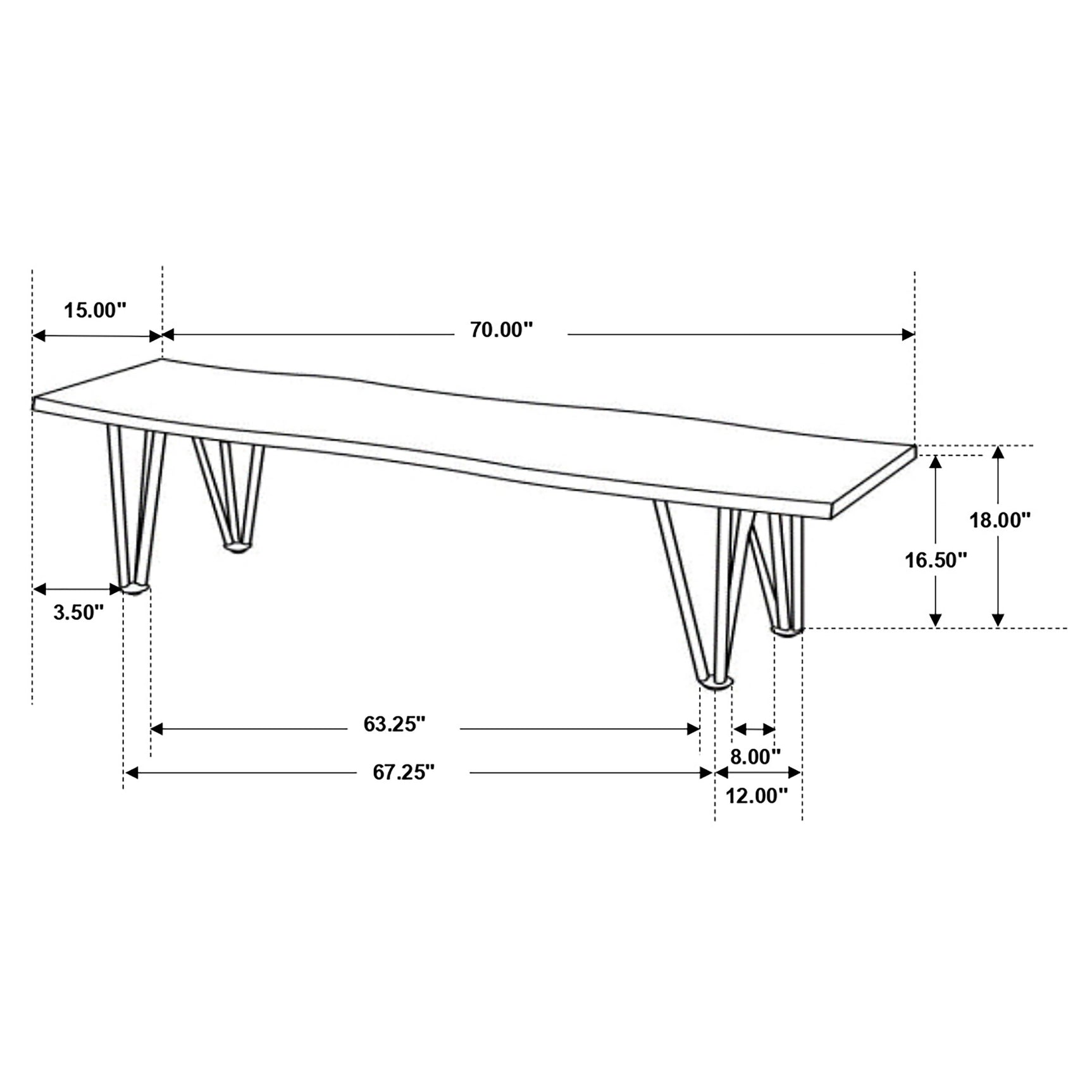 Neve Grey Sheesham Live Edge Wood Dining Bench Hairpin Legs - Ornate Home
