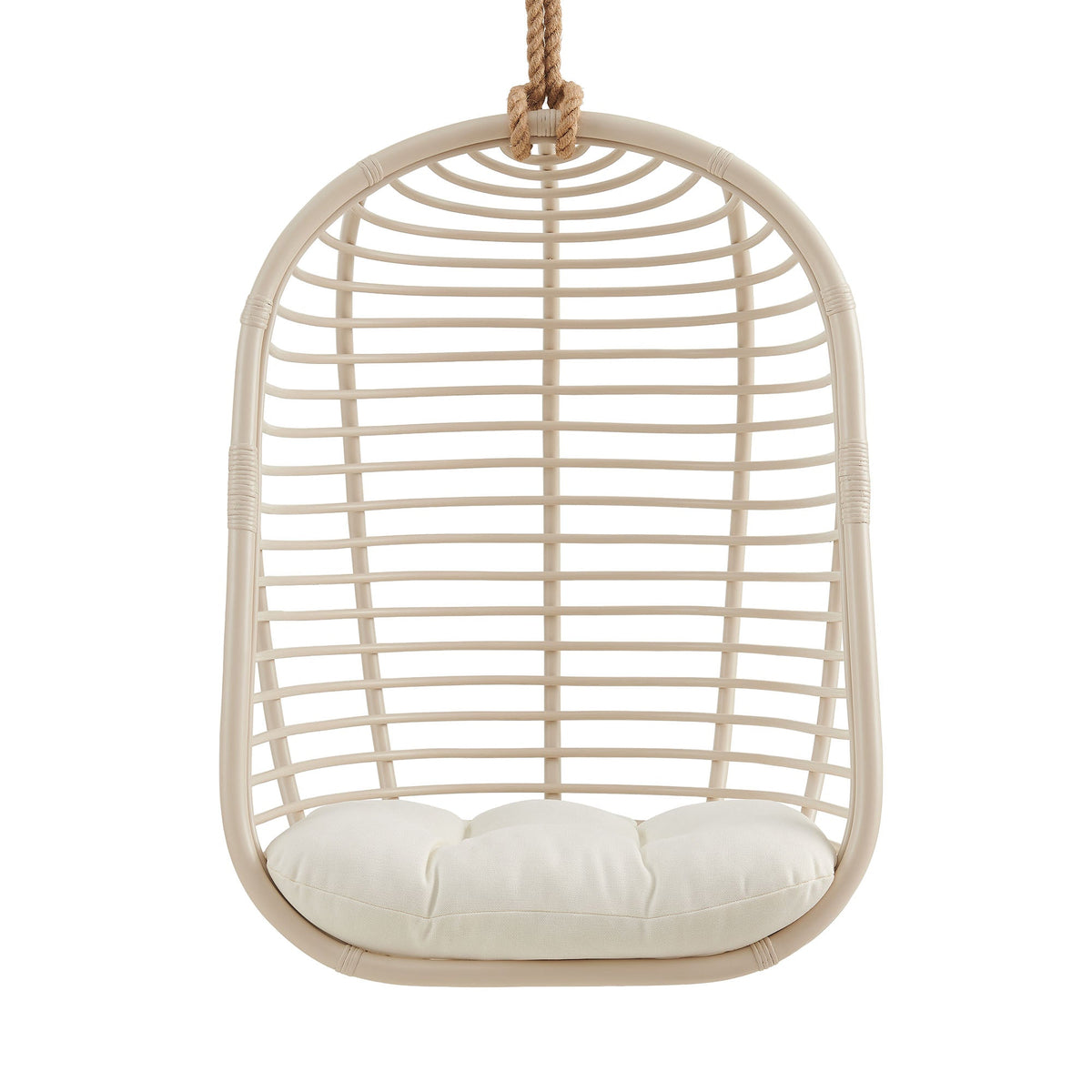 Neve Light Tan White Open Rib Weave Natural Rattan Hanging Chair