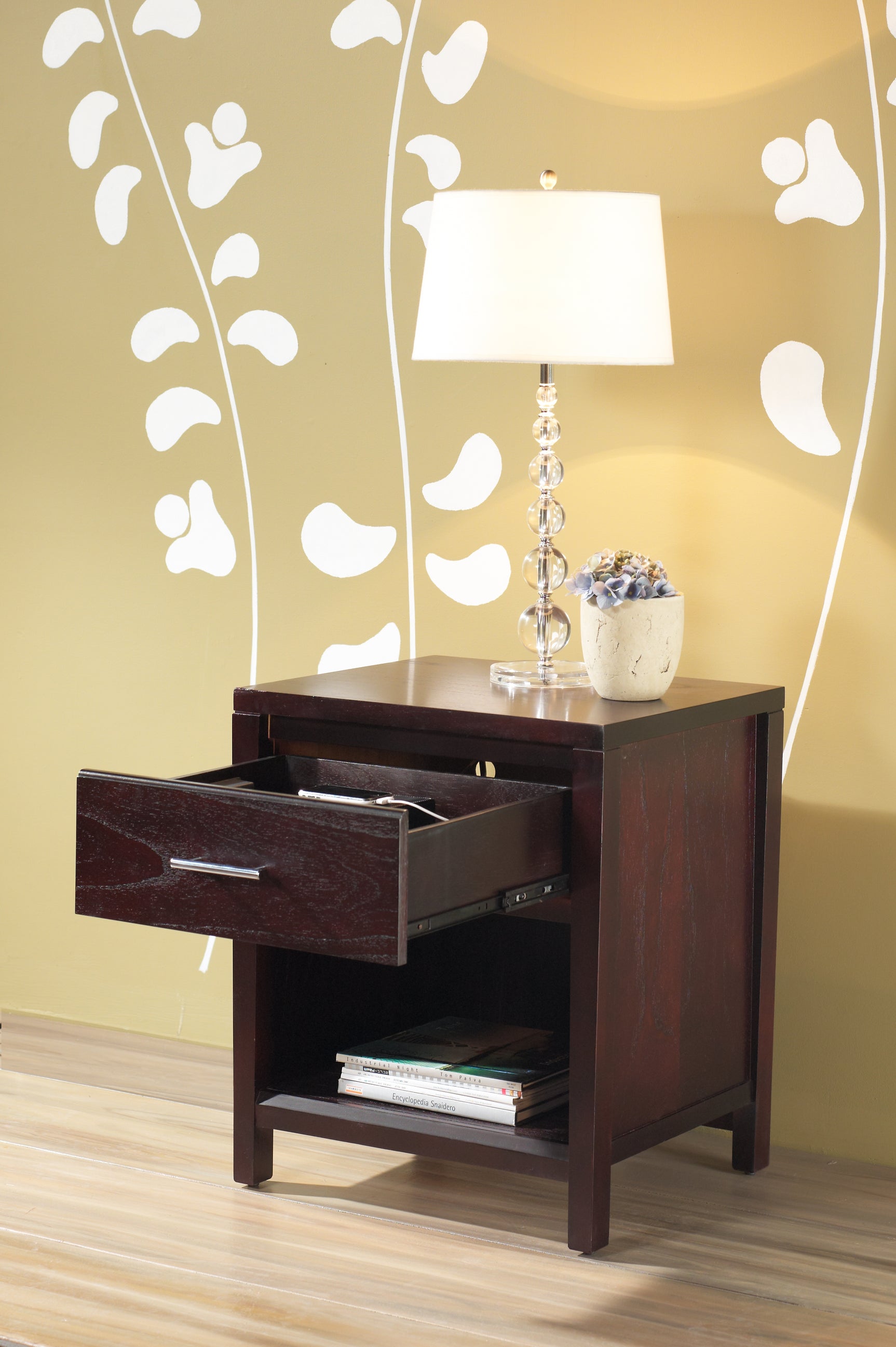 Nevis Charging Station Nightstand in Espresso - Ornate Home