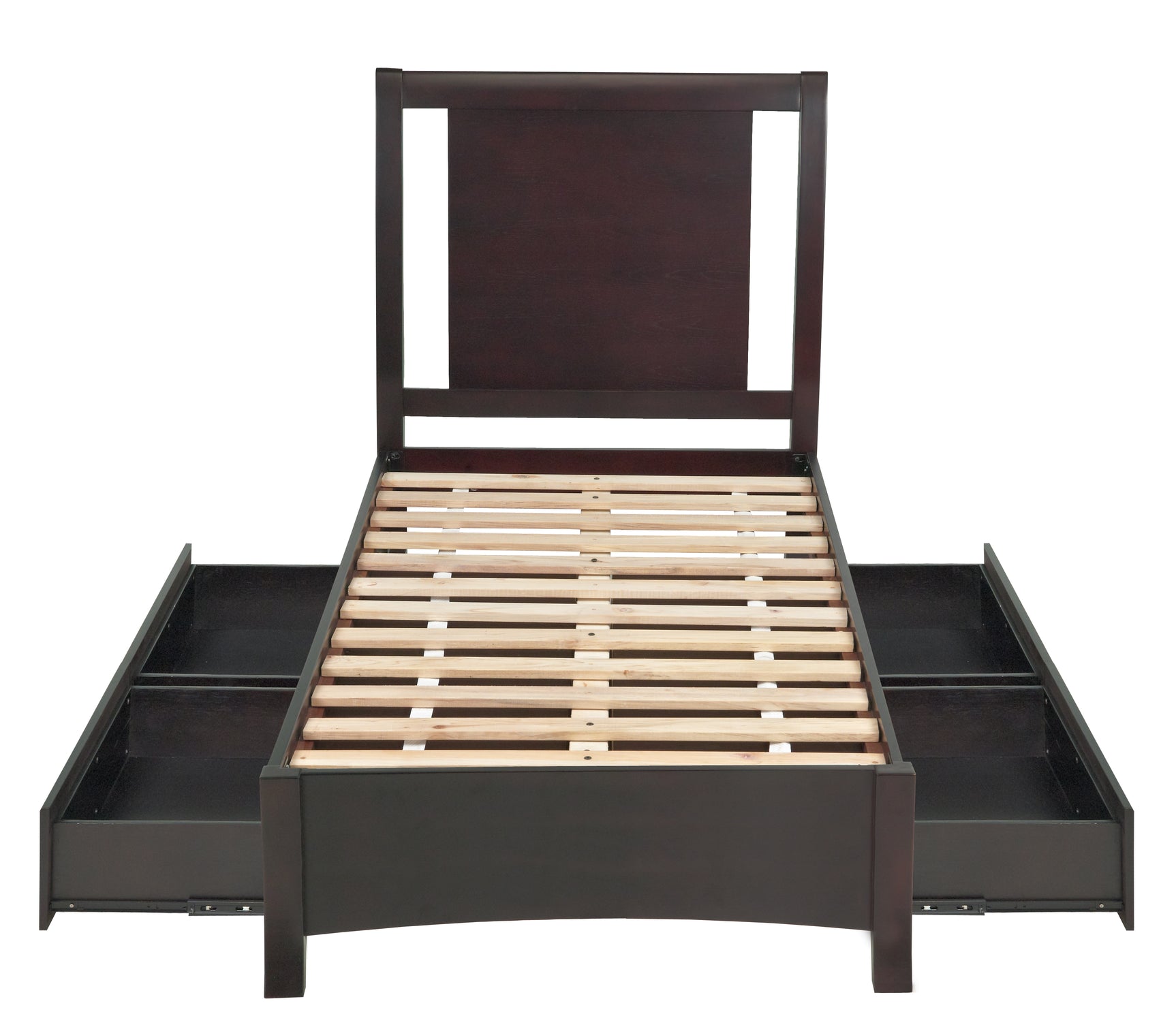 Nevis Eastern King Low Profile Storage Bed in Espresso - Ornate Home