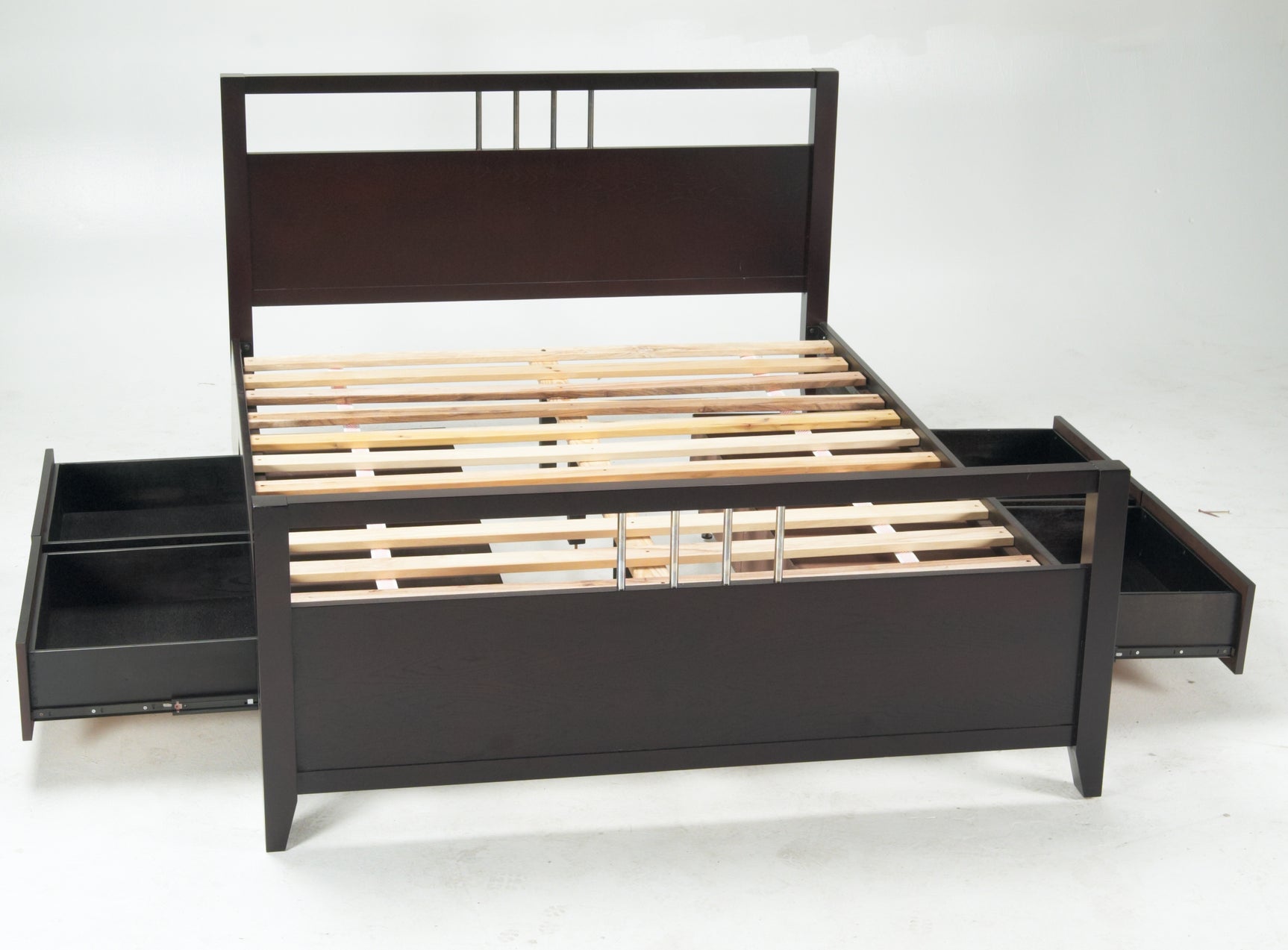 Nevis Eastern King Platform Storage Bed in Espresso - Ornate Home
