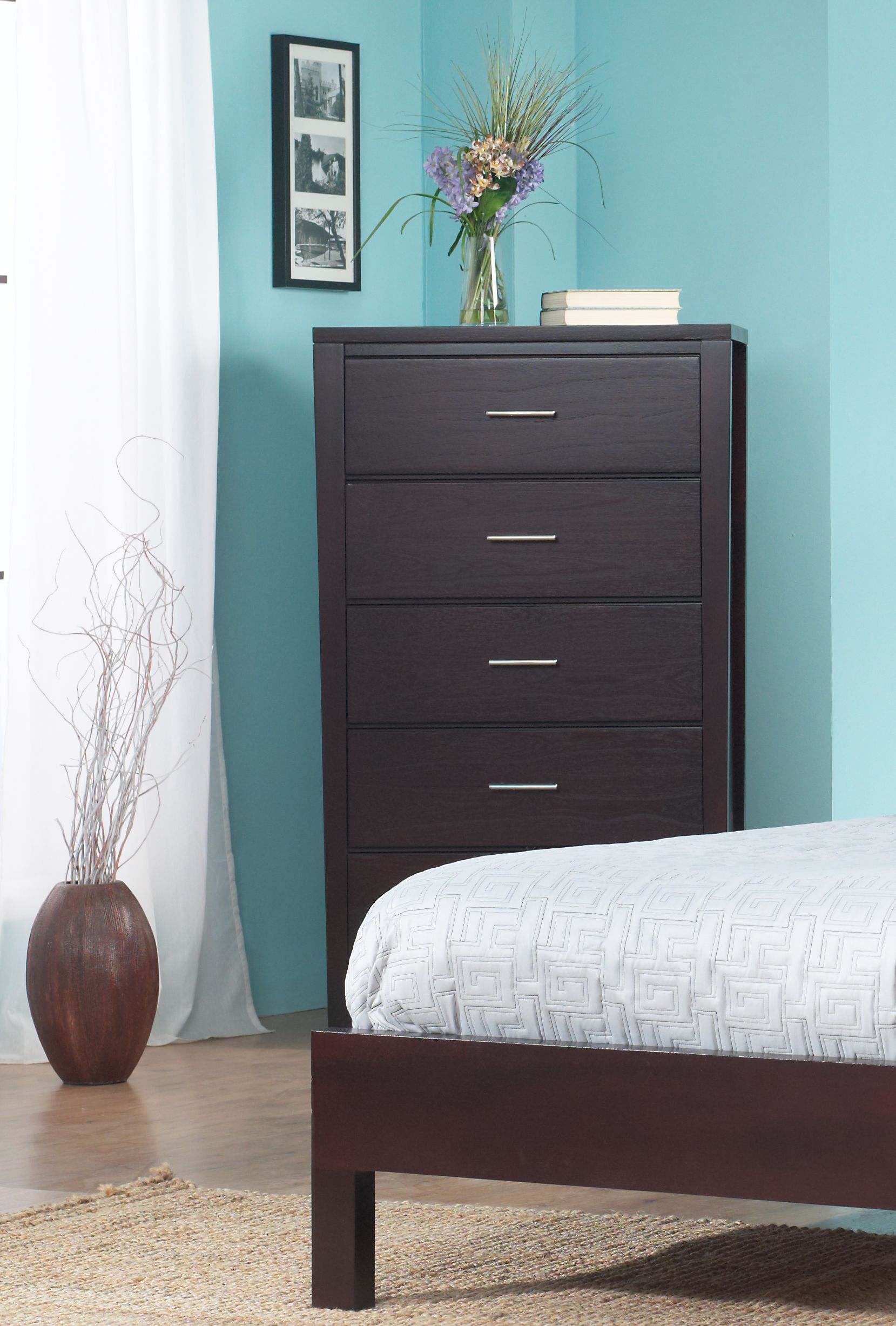 Nevis Five Drawer Chest in Espresso - Ornate Home