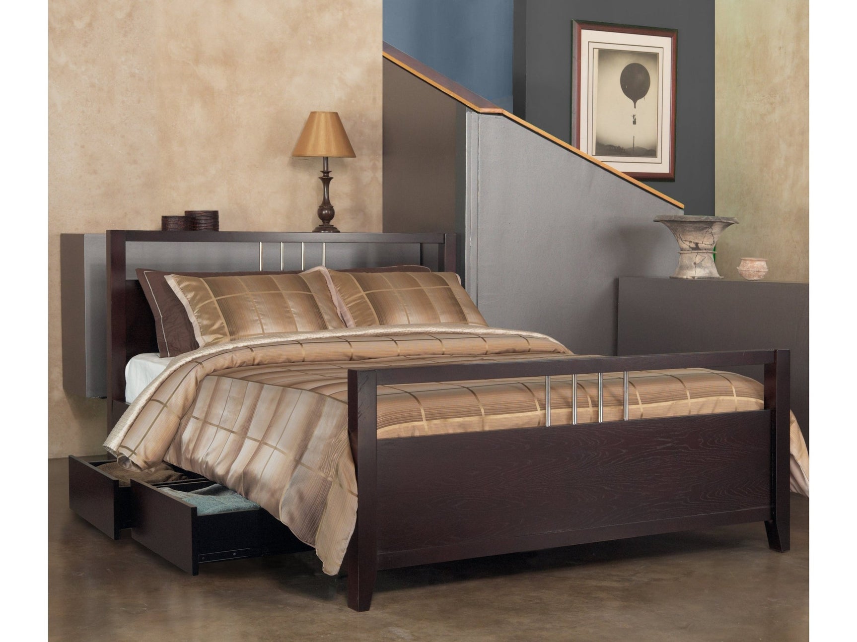 Nevis Queen Platform Storage Bed in Espresso - Ornate Home