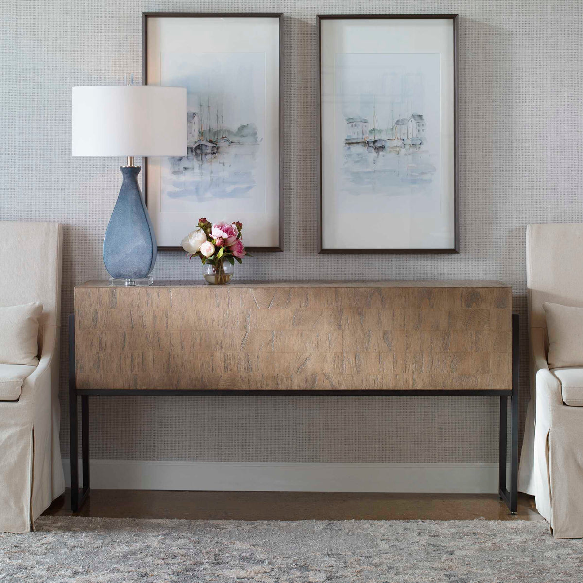 Nevis Woodtone Contemporary Console Table - Ornate Home