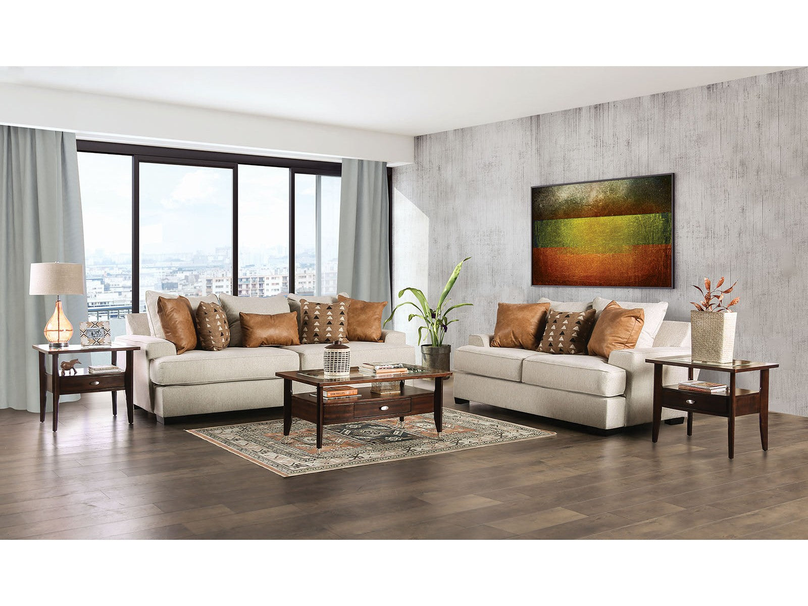 New meadows Sand/Caramel Sofa & Loveseat - Ornate Home