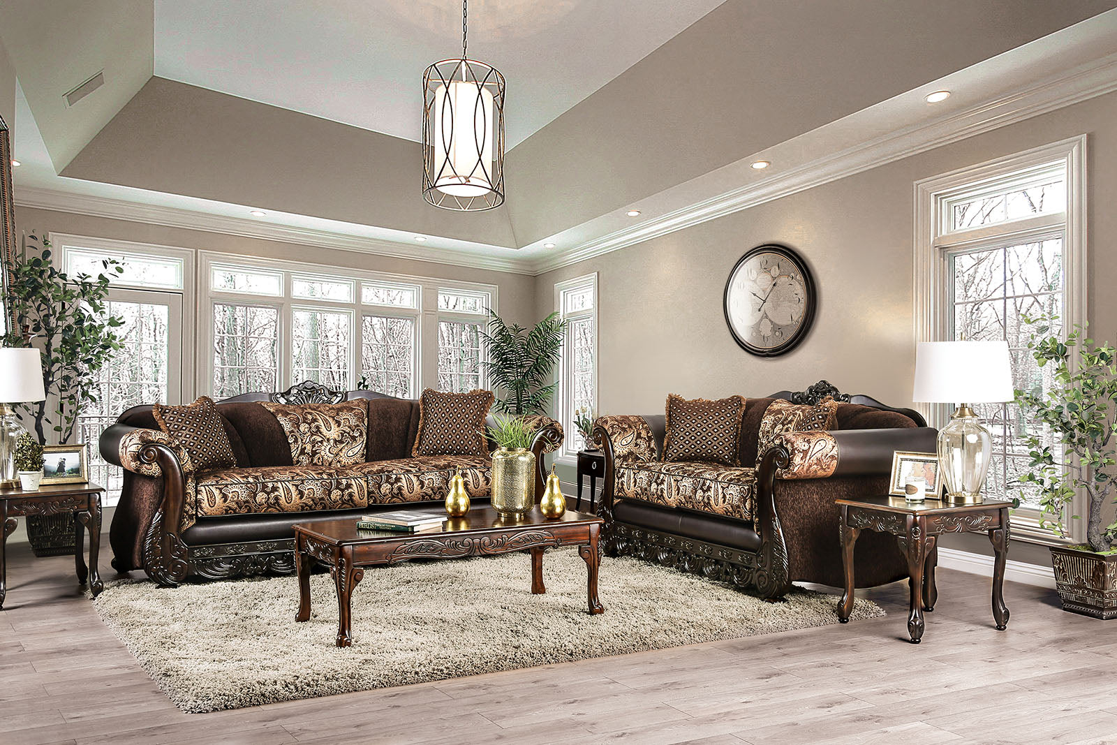 Newdale Brown/Gold Loveseat - Ornate Home