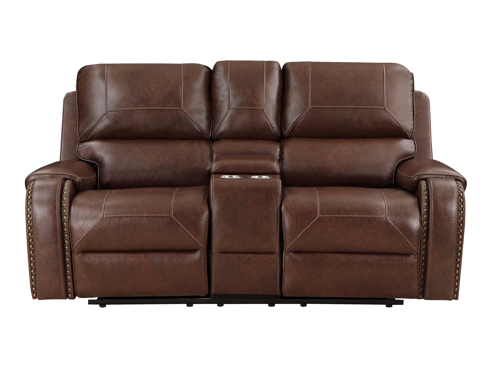 Newnan Brown Double Glider Reclining Loveseat - Ornate Home