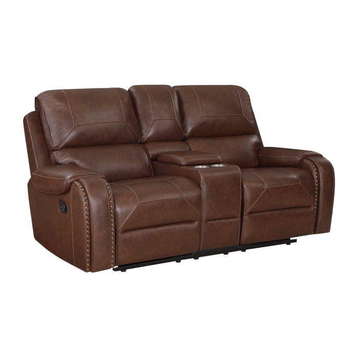 Newnan Brown Double Glider Reclining Loveseat - Ornate Home