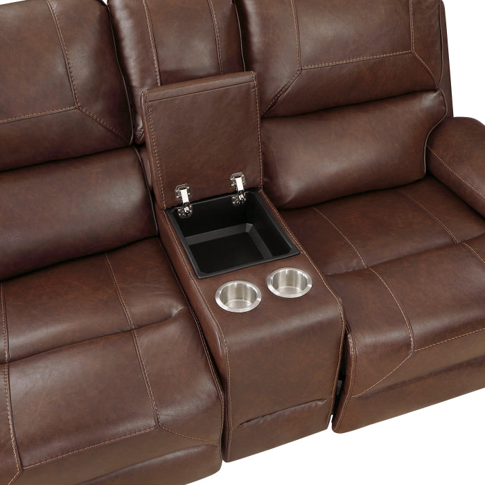Newnan Brown Double Glider Reclining Loveseat - Ornate Home