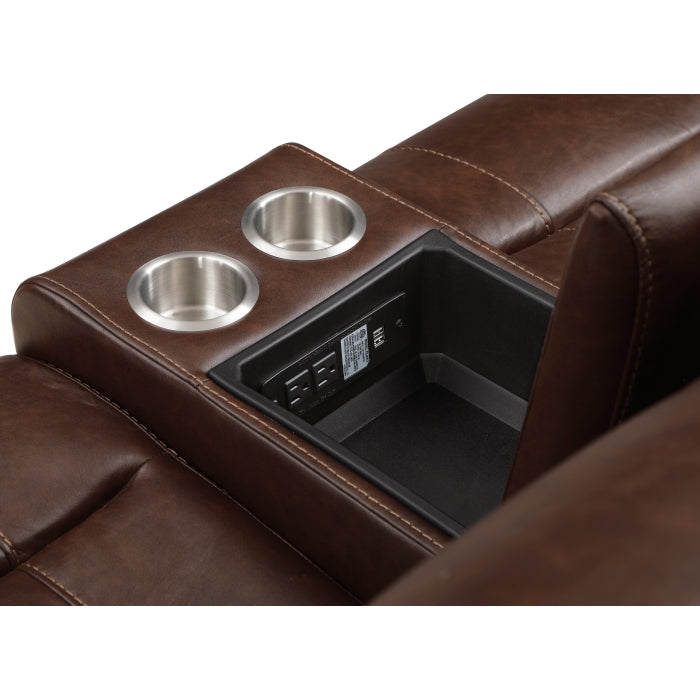 Newnan Brown Double Glider Reclining Loveseat - Ornate Home