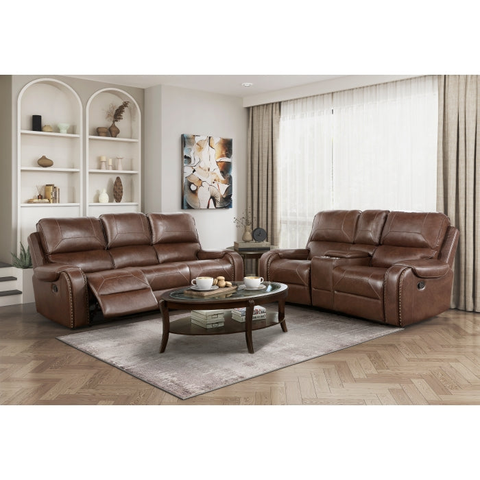 Newnan Brown Double Glider Reclining Loveseat - Ornate Home