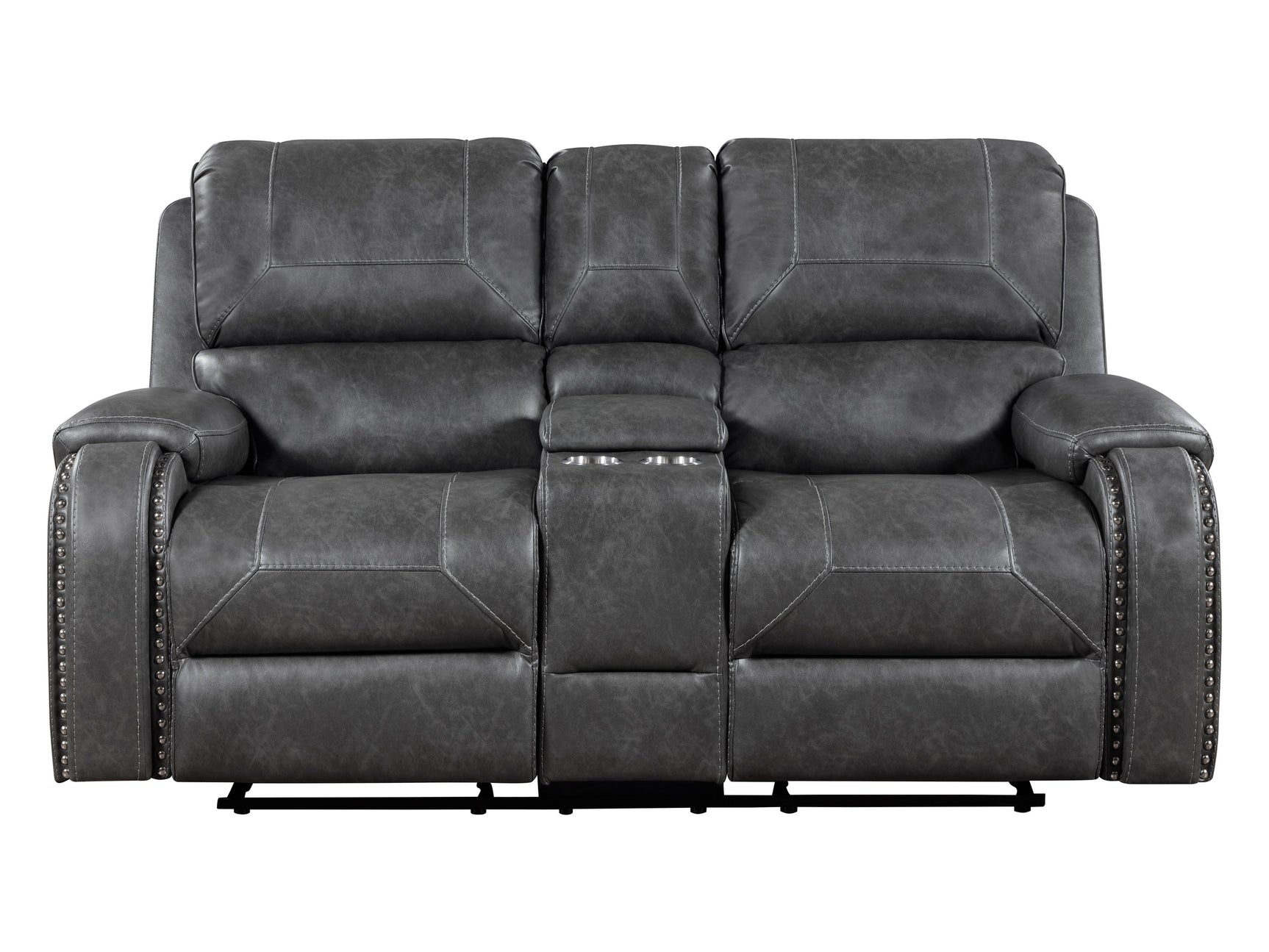 Newnan Gray Double Glider Reclining Loveseat - Ornate Home