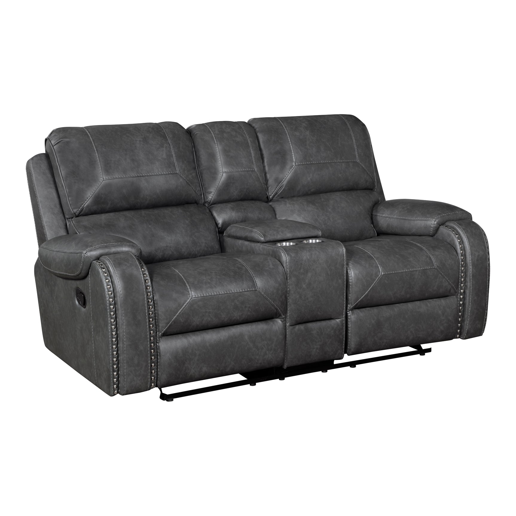 Newnan Gray Double Glider Reclining Loveseat - Ornate Home
