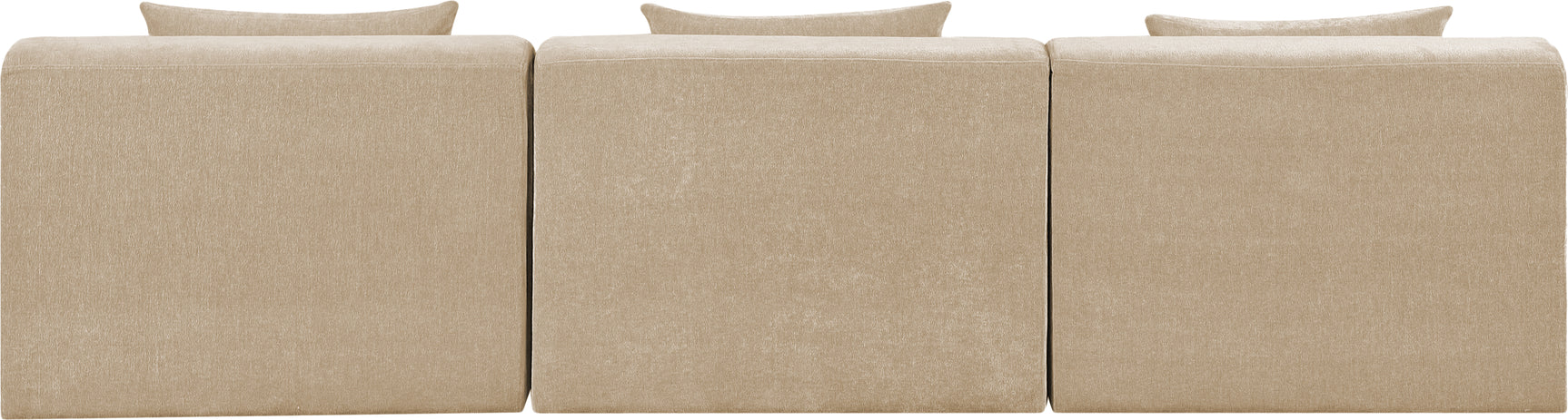 Newport Beige 114" Chenille Fabric Upholstered 3-Piece Armless Modular Sofa - Ornate Home
