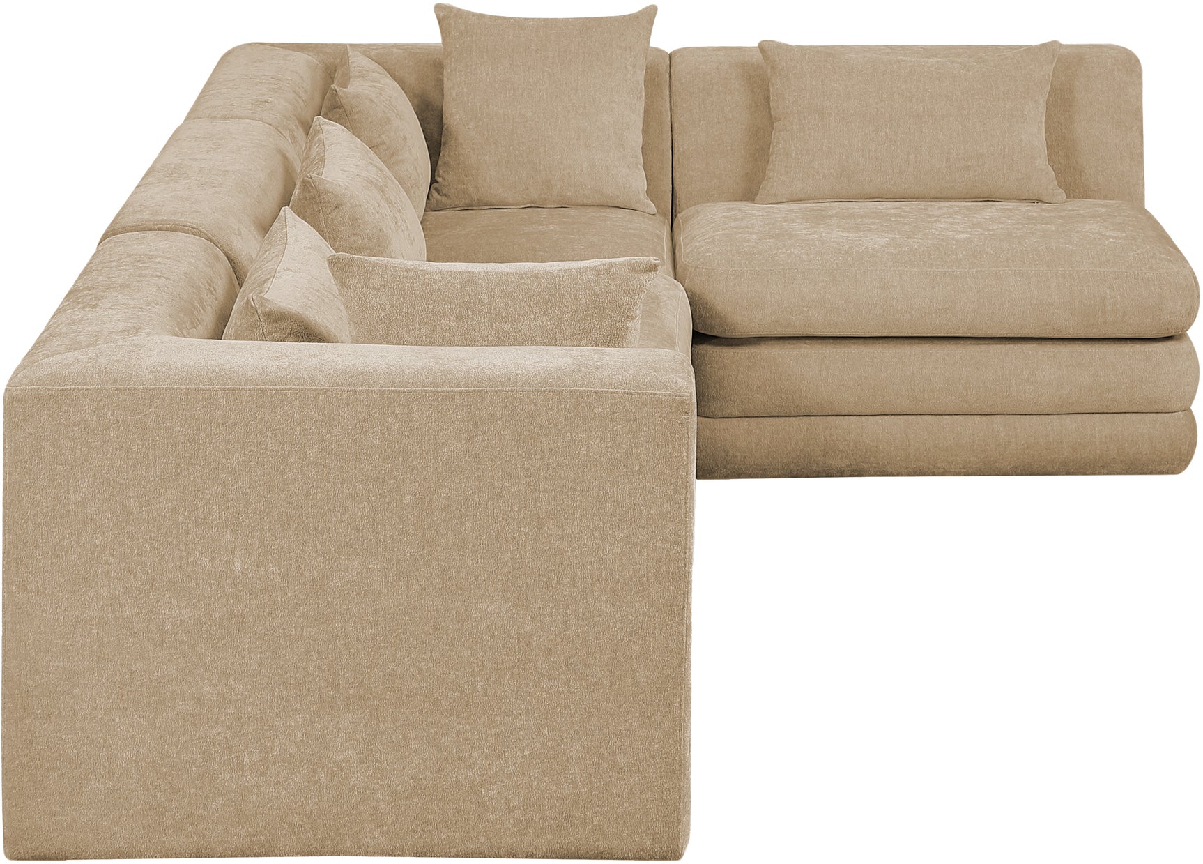 Newport Beige 114" Chenille Fabric Upholstered 4-Piece L Shaped Modular Sectional - Ornate Home