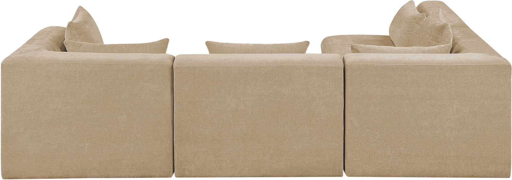 Newport Beige 114" Chenille Fabric Upholstered 4-Piece L Shaped Modular Sectional - Ornate Home