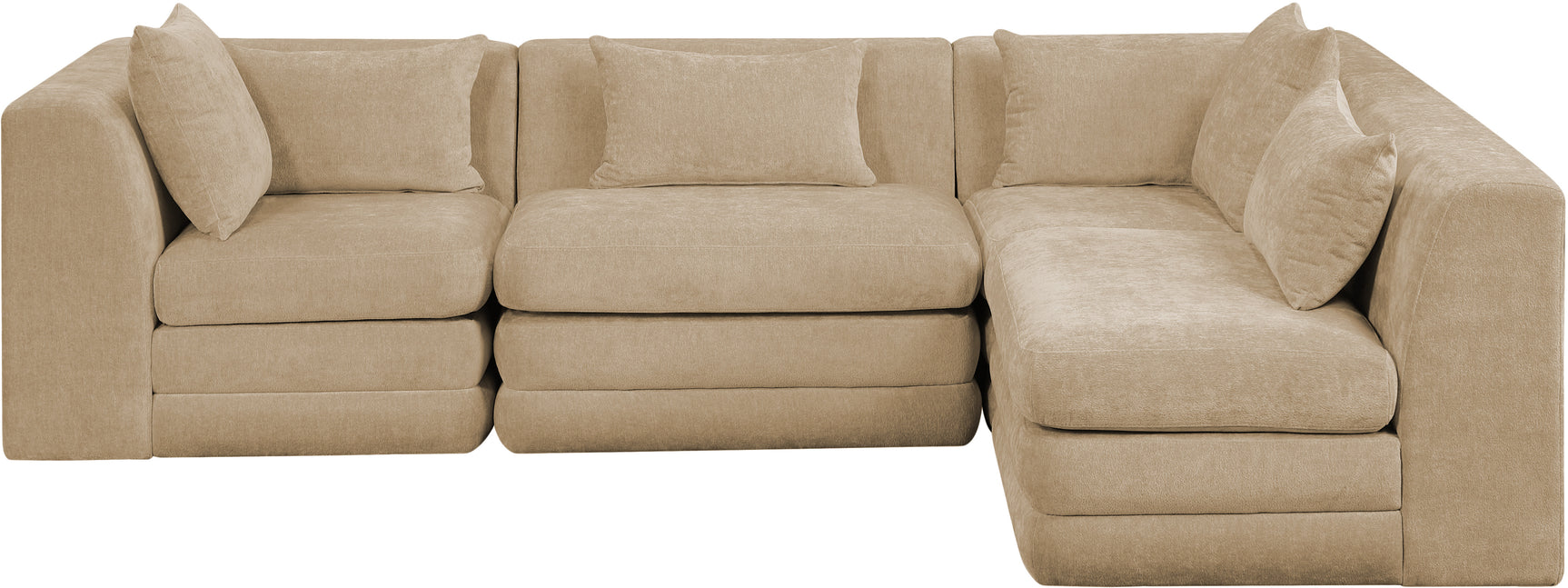 Newport Beige 114" Chenille Fabric Upholstered 4-Piece L Shaped Modular Sectional - Ornate Home