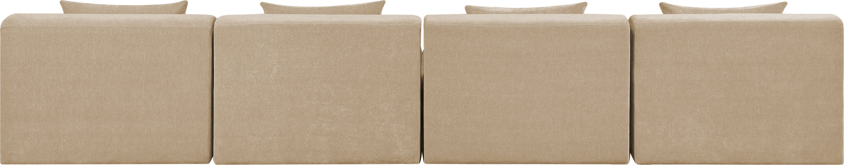 Newport Beige 152" Chenille Fabric Upholstered 4-Piece Armless Modular Sofa - Ornate Home