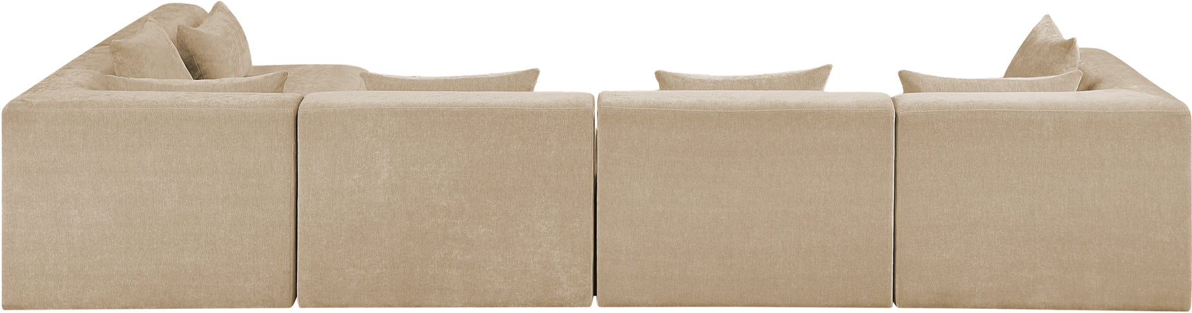 Newport Beige 152" Chenille Fabric Upholstered 5-Piece L Shaped Modular Sectional - Ornate Home