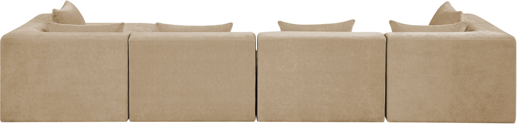 Newport Beige 152" Chenille Fabric Upholstered 5-Piece Modular Sectional - Ornate Home