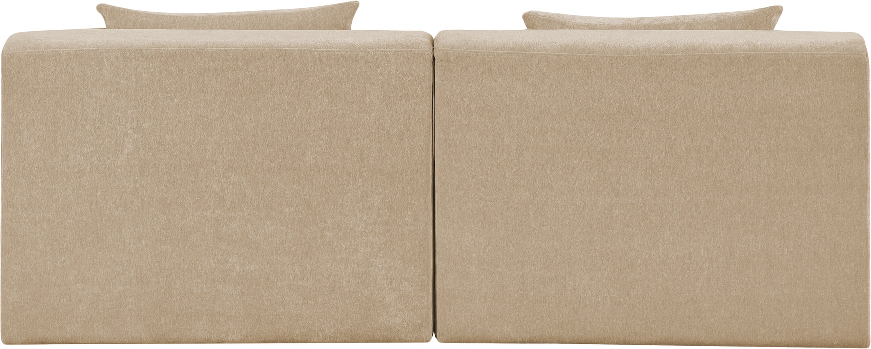Newport Beige 76" Chenille Fabric Upholstered 2-Piece Armless Modular Loveseat - Ornate Home
