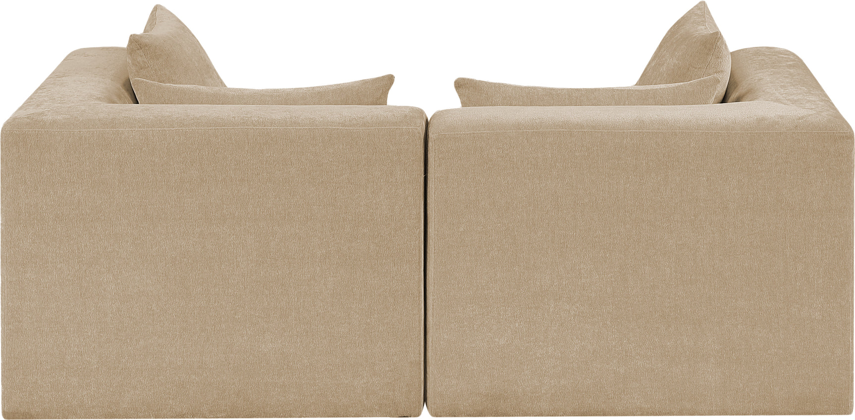 Newport Beige 76" Chenille Fabric Upholstered 2-Piece Modular Loveseat - Ornate Home
