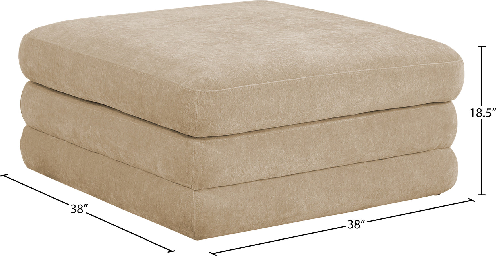 Newport Beige Fabric Upholstered Modular Ottoman - Ornate Home