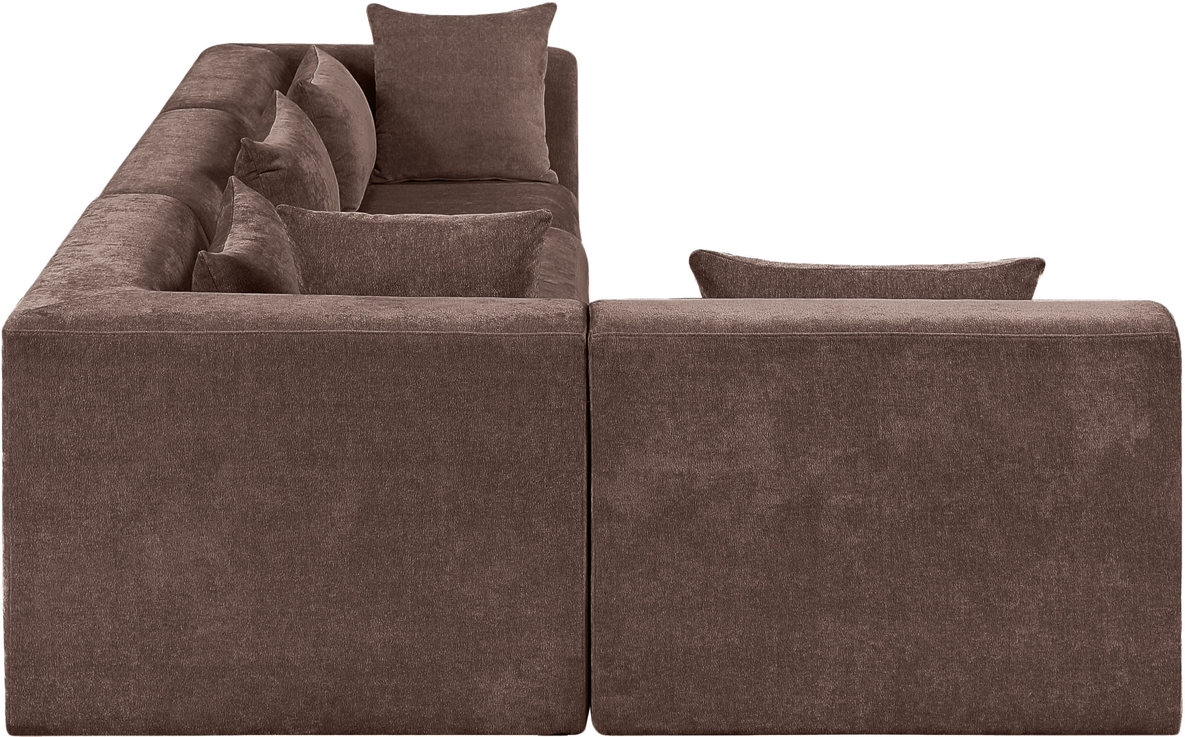 Newport Brown 114" Chenille Fabric Upholstered 4-Piece L Shaped Modular Sectional - Ornate Home