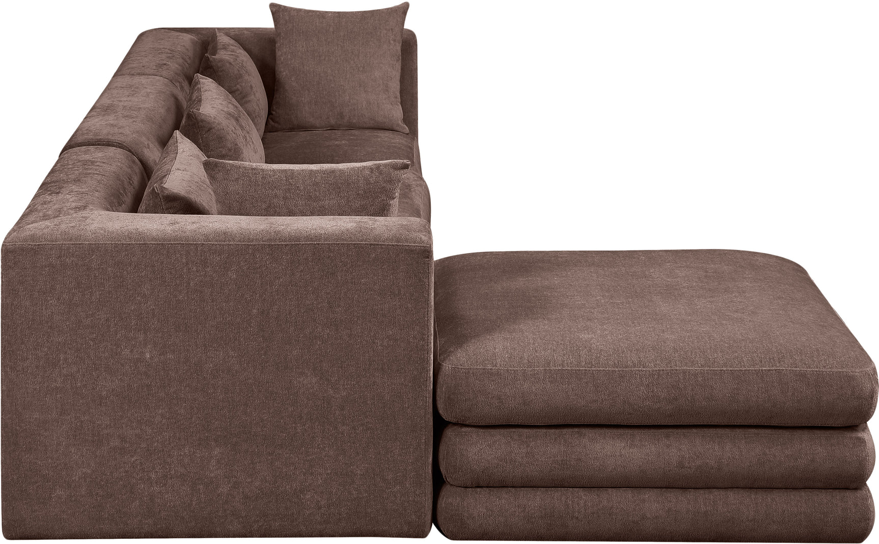 Newport Brown 114" Chenille Fabric Upholstered 4-Piece Modular Sectional - Ornate Home