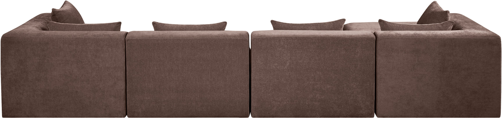 Newport Brown 152" Chenille Fabric Upholstered 5-Piece Modular Sectional - Ornate Home