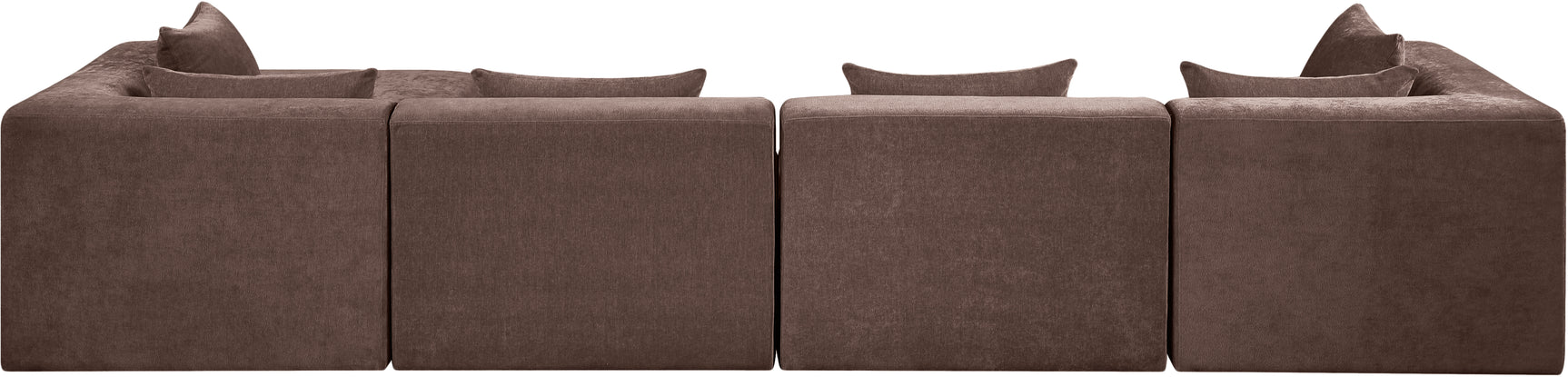 Newport Brown 152" Chenille Fabric Upholstered 5-Piece Modular Sectional - Ornate Home