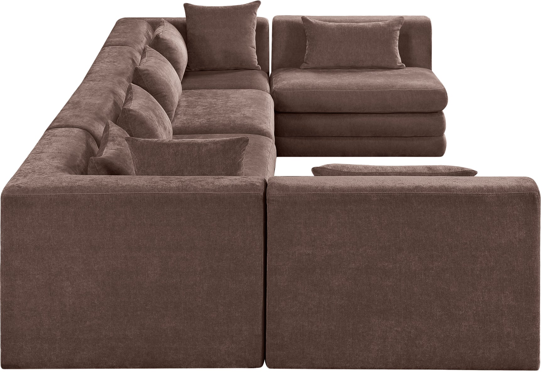 Newport Brown 152" Chenille Fabric Upholstered 6-Piece Modular Sectional - Ornate Home