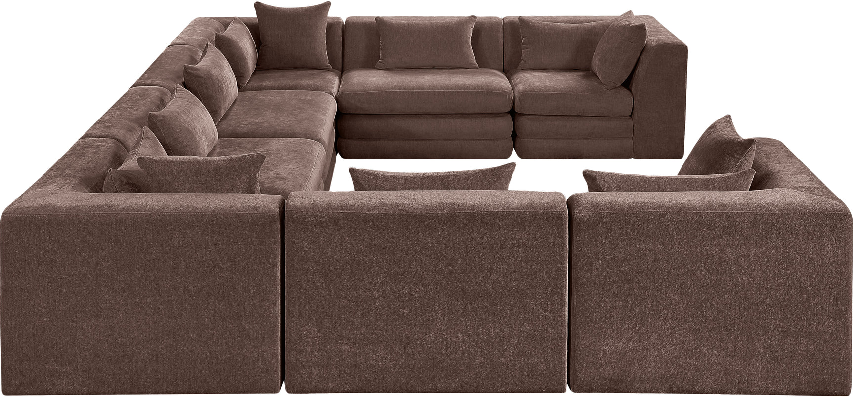 Newport Brown 152" Chenille Fabric Upholstered 8-Piece Modular Sectional - Ornate Home