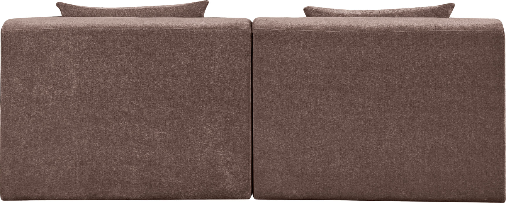 Newport Brown 76" Chenille Fabric Upholstered 2-Piece Armless Modular Loveseat - Ornate Home