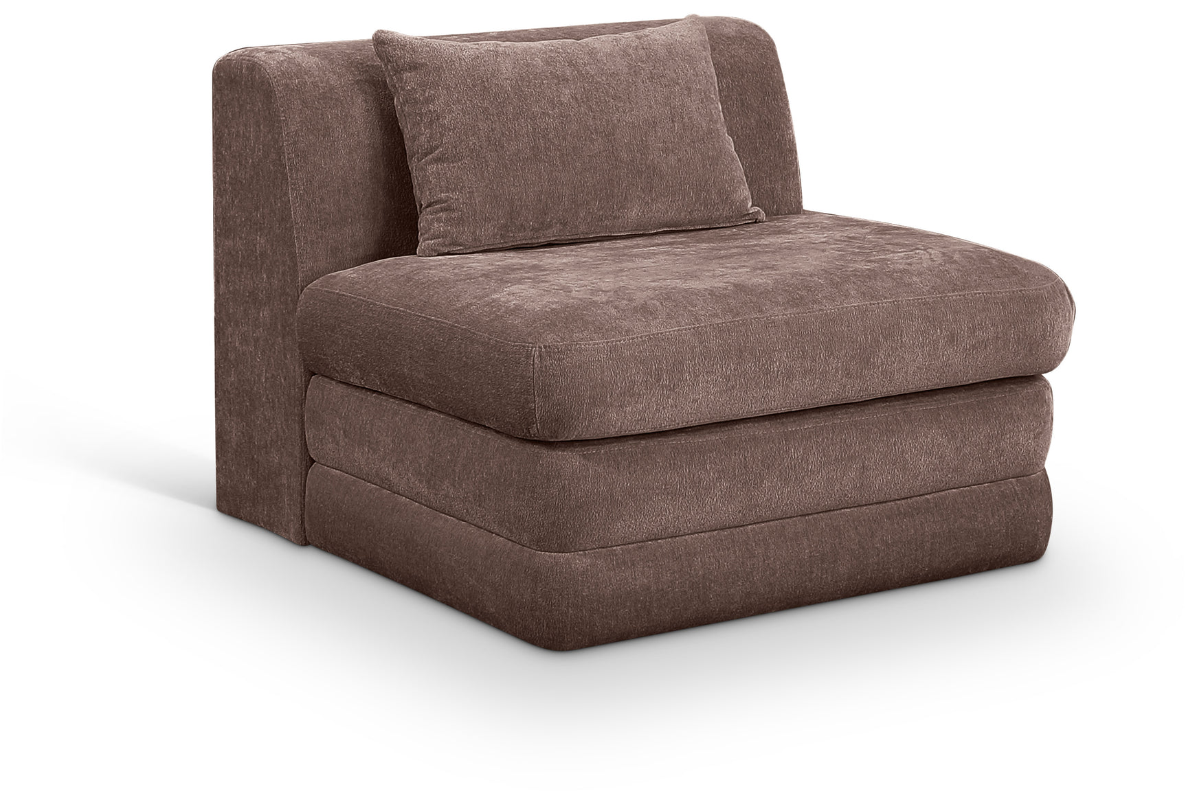 Newport Brown Fabric Upholstered Modular Armless Chair - Ornate Home