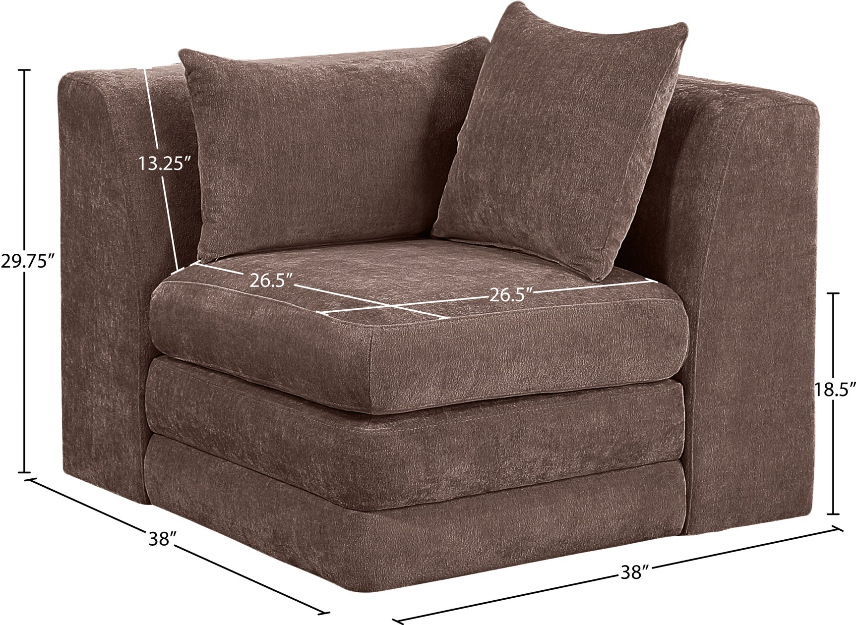 Newport Brown Fabric Upholstered Modular Corner Chair - Ornate Home