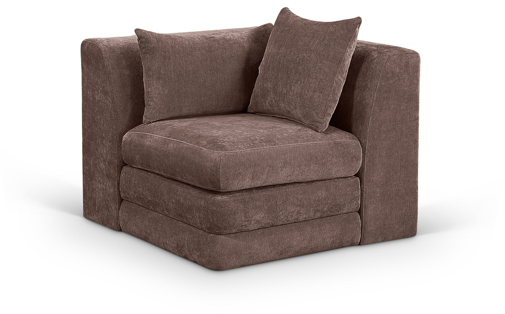 Newport Brown Fabric Upholstered Modular Corner Chair - Ornate Home