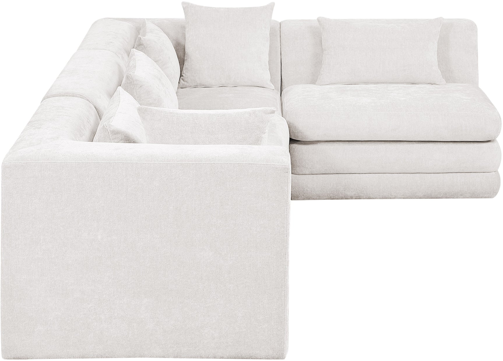 Newport Cream 114" Chenille Fabric Upholstered 4-Piece L Shaped Modular Sectional - Ornate Home