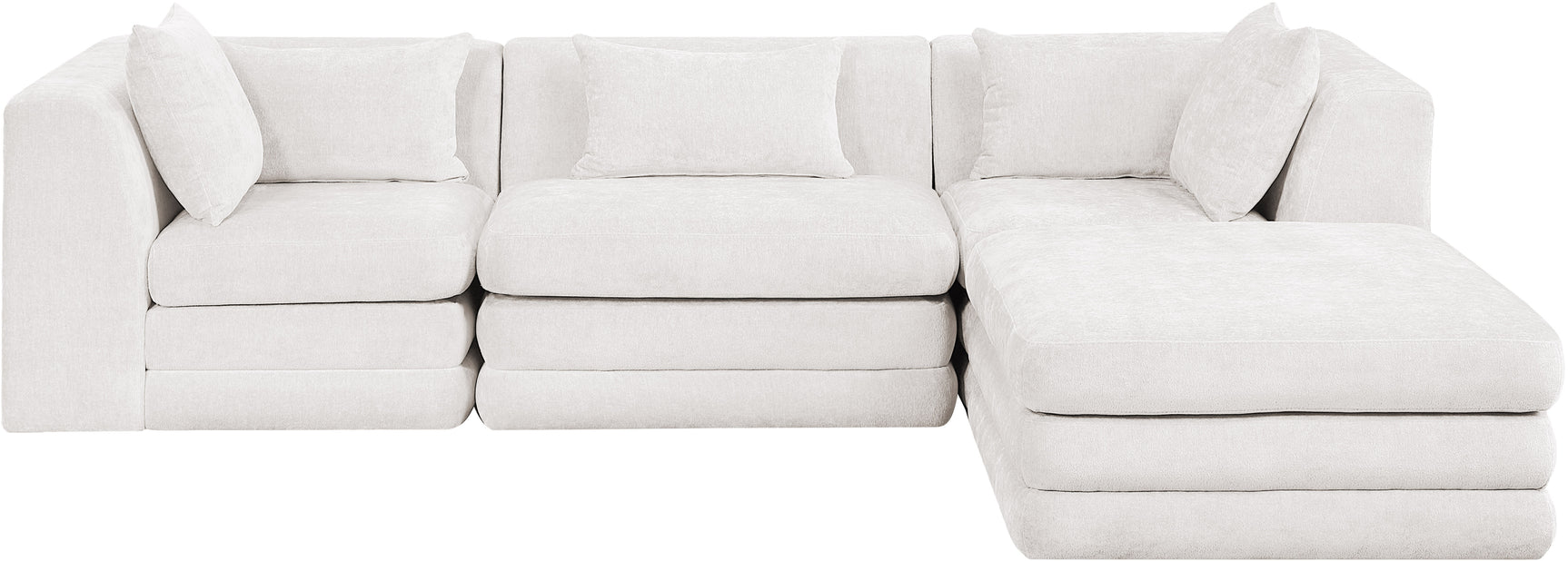 Newport Cream 114" Chenille Fabric Upholstered 4-Piece Modular Sectional - Ornate Home