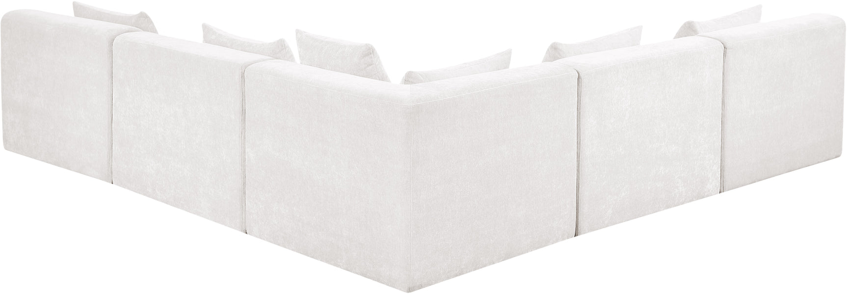 Newport Cream 114" Chenille Fabric Upholstered 5-Piece Armless Modular Sectional - Ornate Home