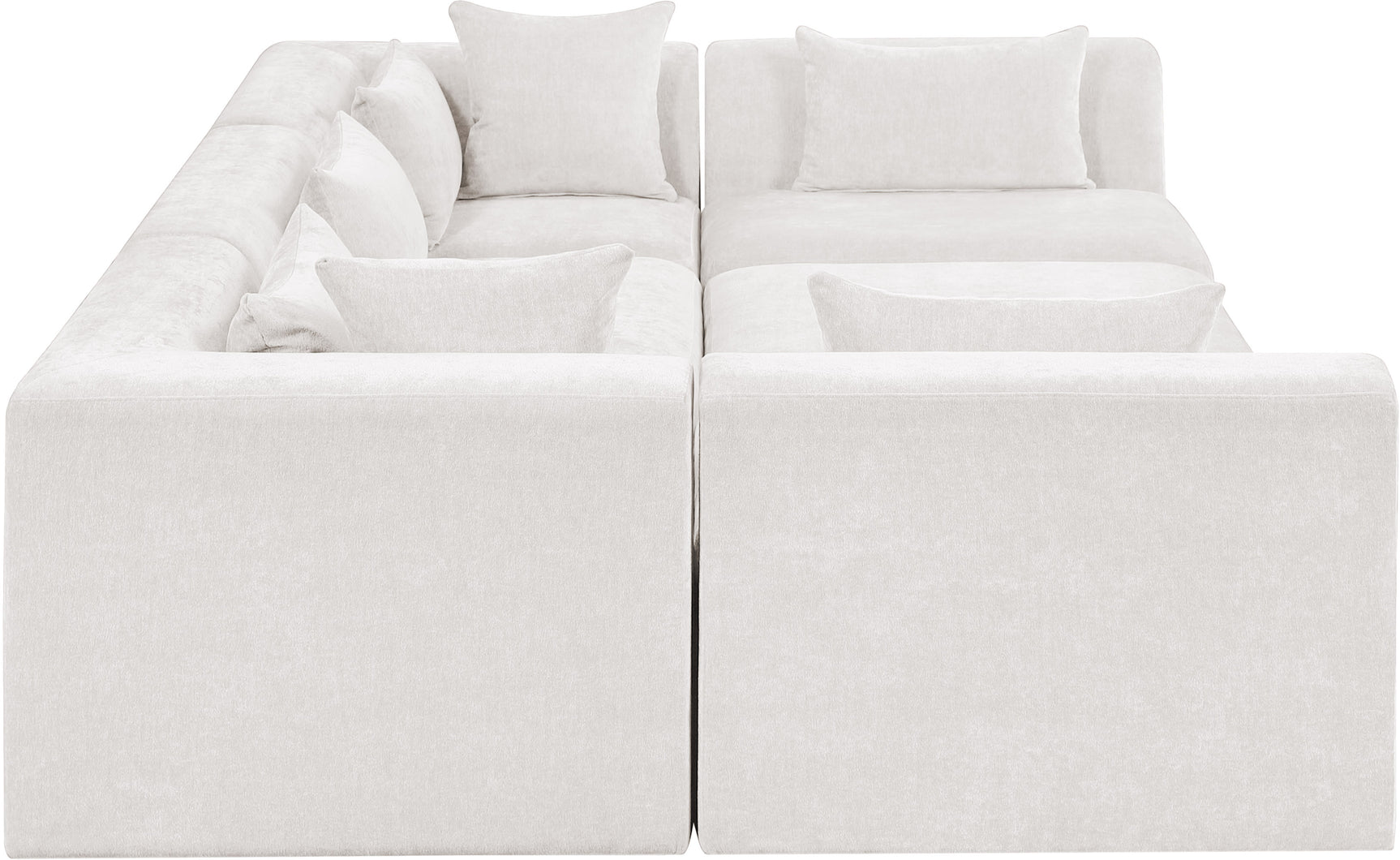 Newport Cream 114" Chenille Fabric Upholstered 6-Piece Modular Sectional - Ornate Home