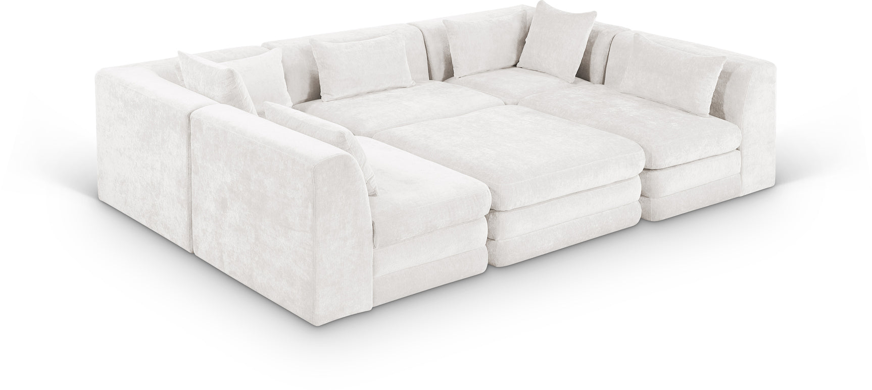 Newport Cream 114" Chenille Fabric Upholstered 6-Piece Modular Sectional - Ornate Home