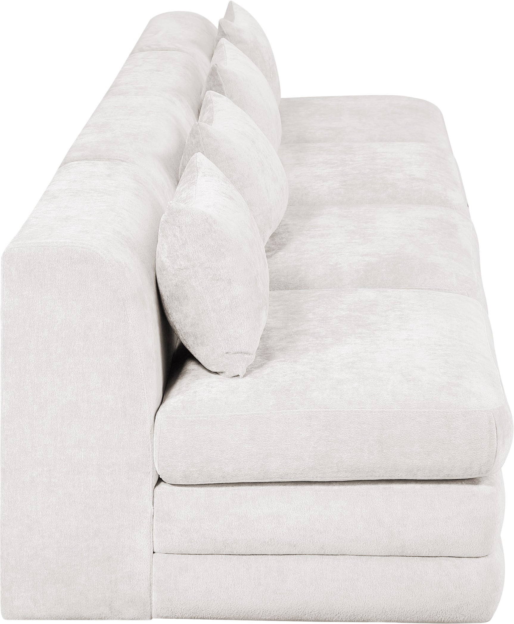 Newport Cream 152" Chenille Fabric Upholstered 4-Piece Armless Modular Sofa - Ornate Home