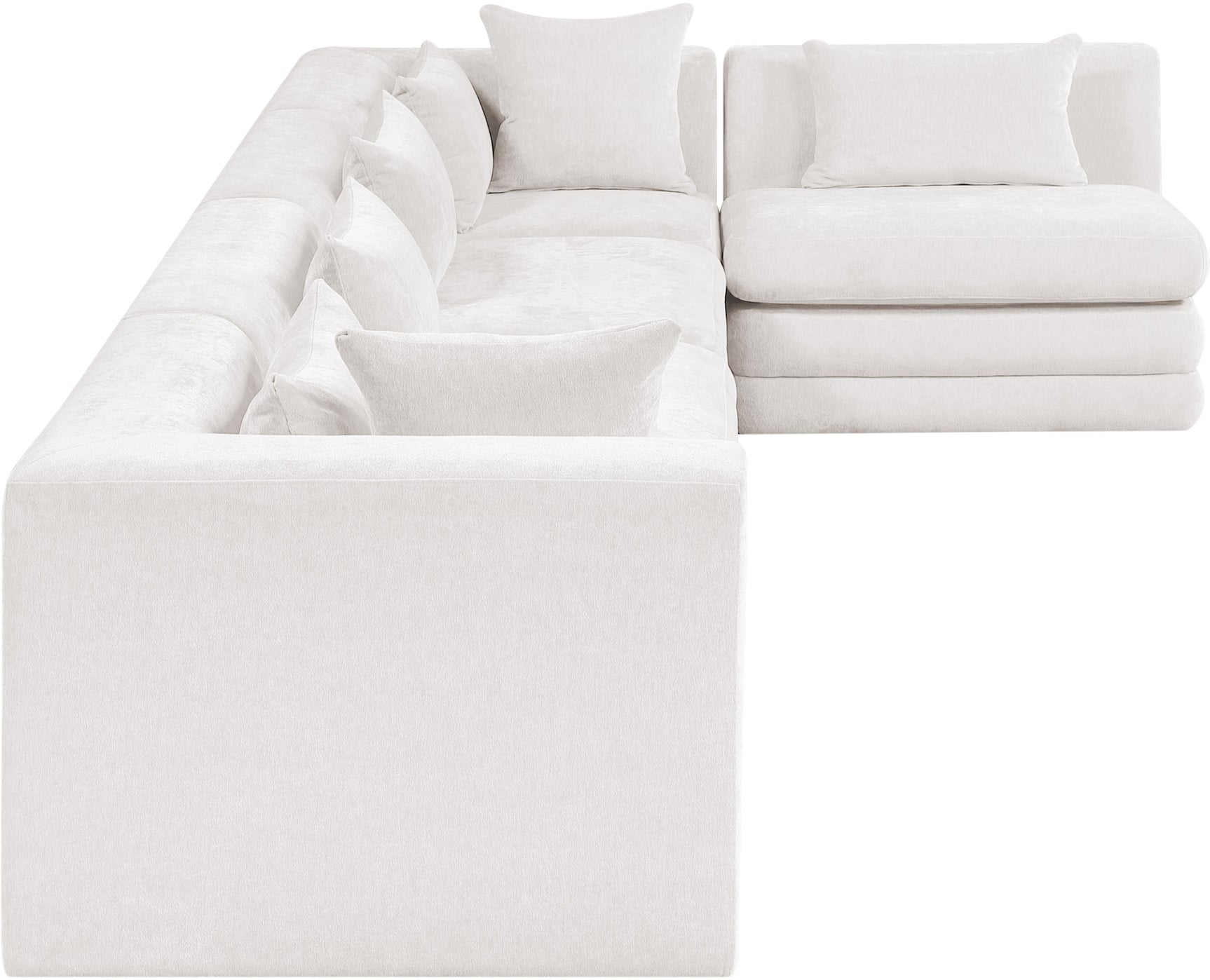 Newport Cream 152" Chenille Fabric Upholstered 5-Piece L Shaped Modular Sectional - Ornate Home