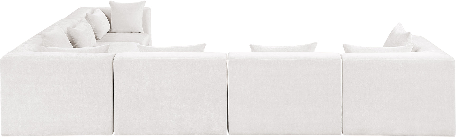 Newport Cream 152" Chenille Fabric Upholstered 6-Piece L Shaped Modular Sectional - Ornate Home