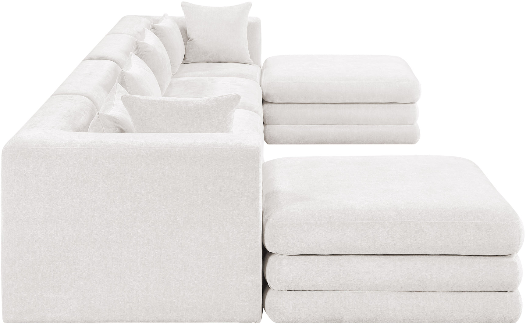 Newport Cream 152" Chenille Fabric Upholstered 6-Piece Modular Sectional - Ornate Home