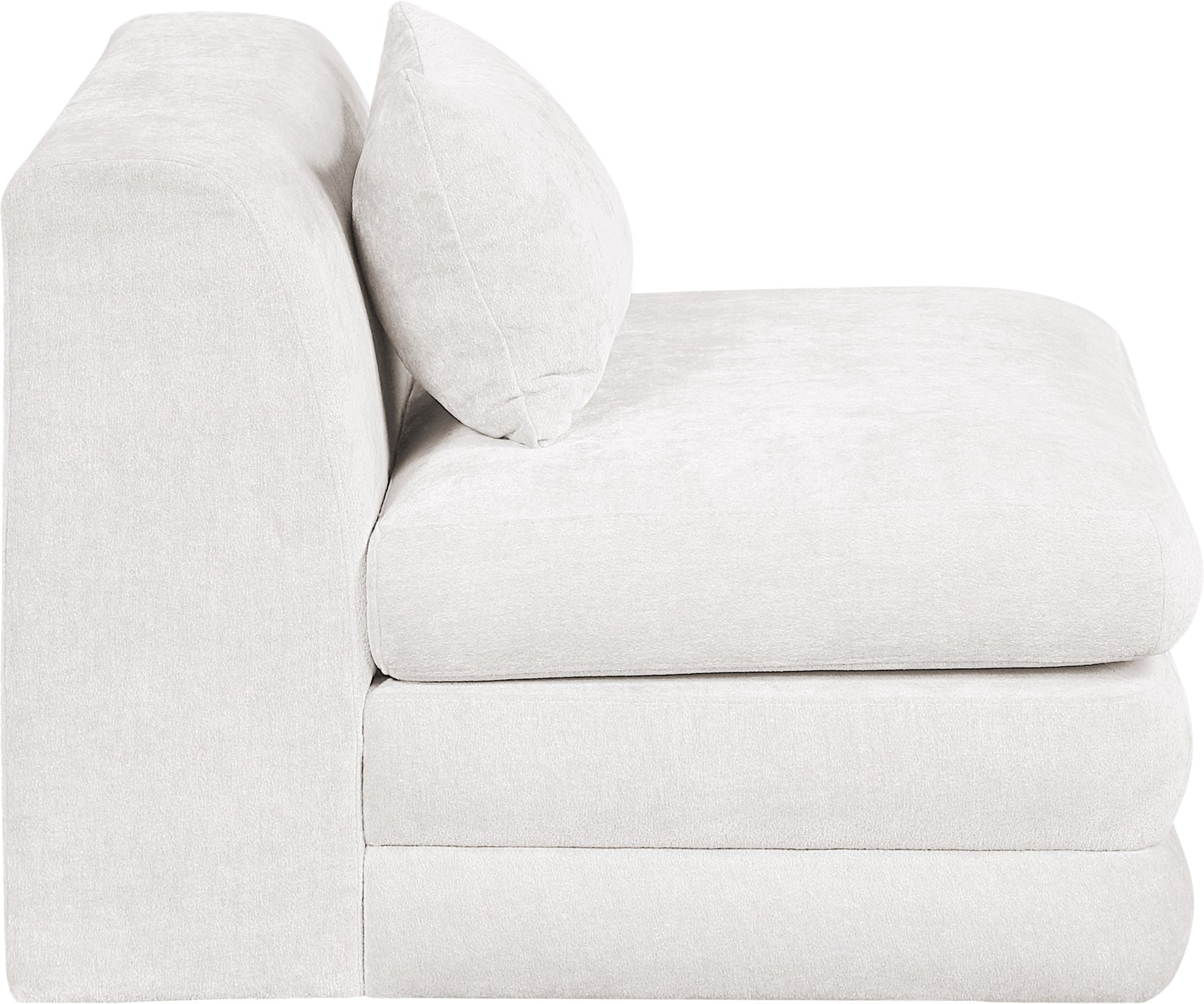 Newport Cream Fabric Upholstered Modular Armless Chair - Ornate Home