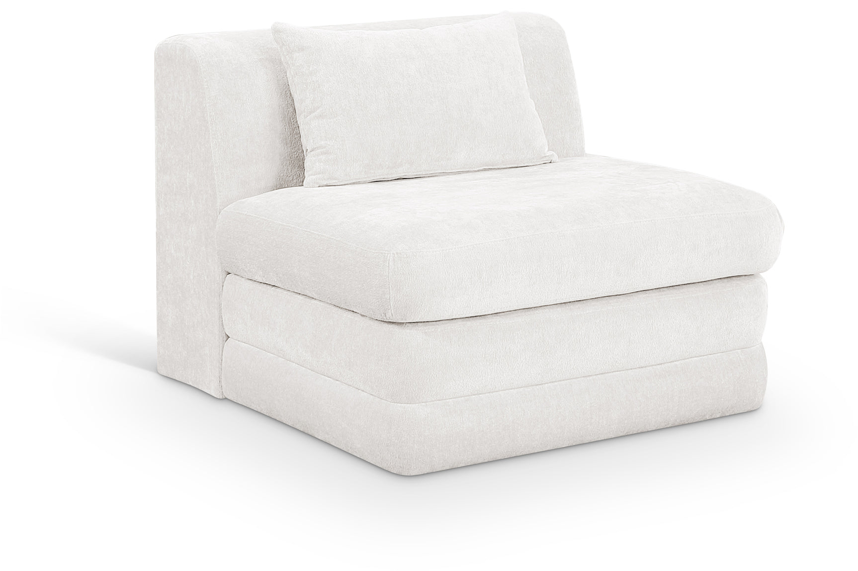 Newport Cream Fabric Upholstered Modular Armless Chair - Ornate Home